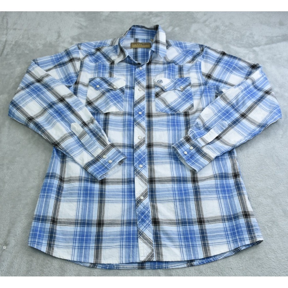 Wrangler Retro Youth (18-20) Shirt Size XXL Western Blue Pearl Snap Long Sleeve